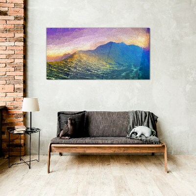 Waves in the setting sun Glass Wall Art