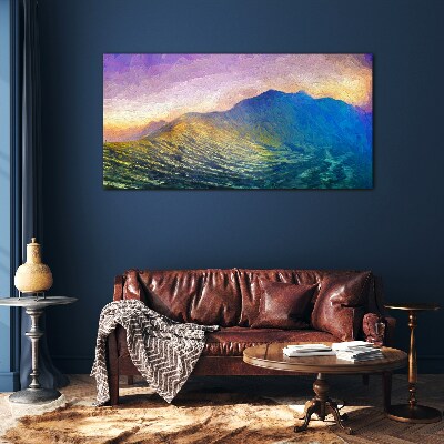 Waves in the setting sun Glass Wall Art