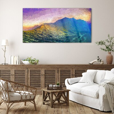 Abstraction mountains sky Glass Wall Art