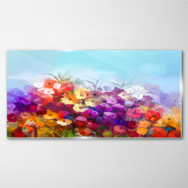 Colorful floral landscape in spring Glass Wall Art