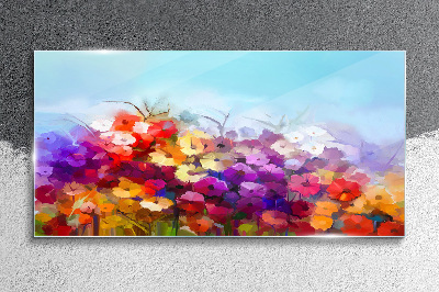 Colorful floral landscape in spring Glass Wall Art