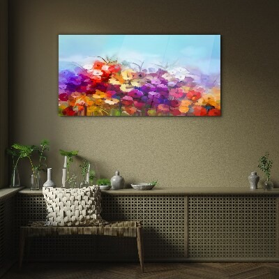 Colorful floral landscape in spring Glass Wall Art