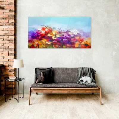 Colorful floral landscape in spring Glass Wall Art