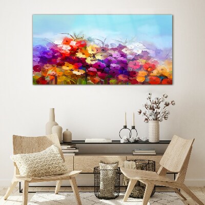 Colorful floral landscape in spring Glass Wall Art