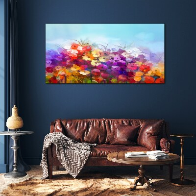 Colorful floral landscape in spring Glass Wall Art