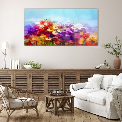 Colorful floral landscape in spring Glass Wall Art