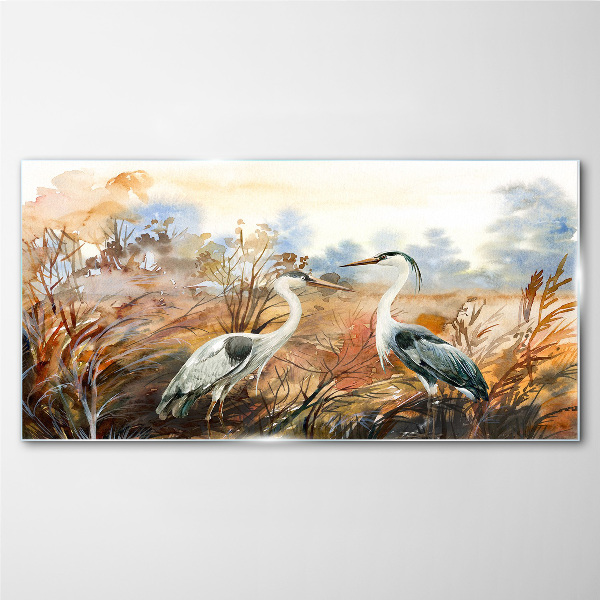 Idyll among the storks Glass Wall Art