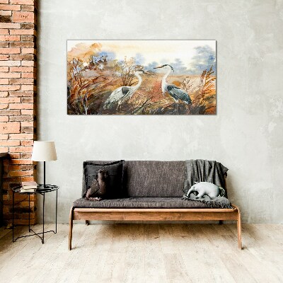 Idyll among the storks Glass Wall Art