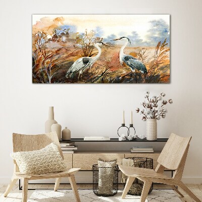 Idyll among the storks Glass Wall Art