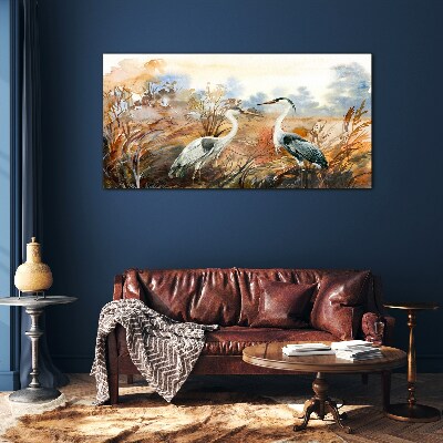 Idyll among the storks Glass Wall Art