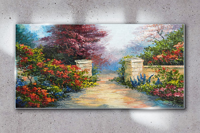 A flower paradise in colors Glass Wall Art