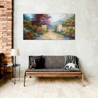 A flower paradise in colors Glass Wall Art