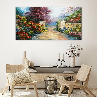 A flower paradise in colors Glass Wall Art