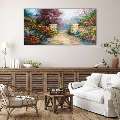 A flower paradise in colors Glass Wall Art