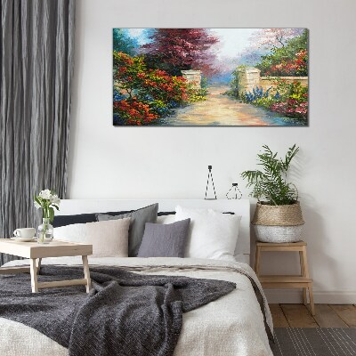 A flower paradise in colors Glass Wall Art