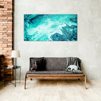 Blue waves in the sea depths Glass Wall Art