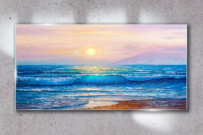 A quiet morning by the ocean Glass Wall Art