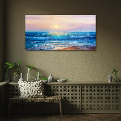 A quiet morning by the ocean Glass Wall Art