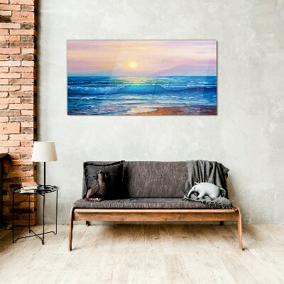 A quiet morning by the ocean Glass Wall Art