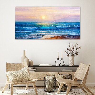 A quiet morning by the ocean Glass Wall Art