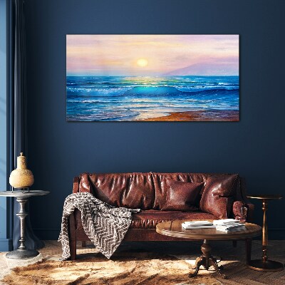 A quiet morning by the ocean Glass Wall Art