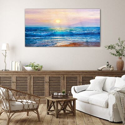 A quiet morning by the ocean Glass Wall Art
