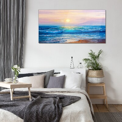 A quiet morning by the ocean Glass Wall Art
