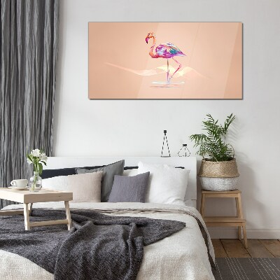 Pink flamingo on pastel background Glass Wall Art