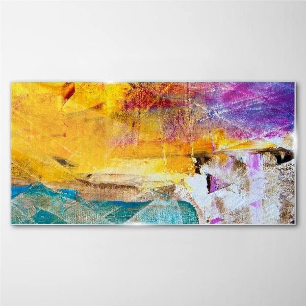 Abstract landscape in intense colors Glass Wall Art
