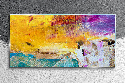 Abstract landscape in intense colors Glass Wall Art