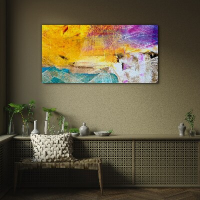 Abstract landscape in intense colors Glass Wall Art