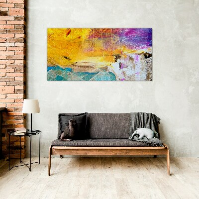 Abstract landscape in intense colors Glass Wall Art