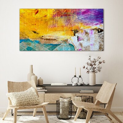 Abstract landscape in intense colors Glass Wall Art