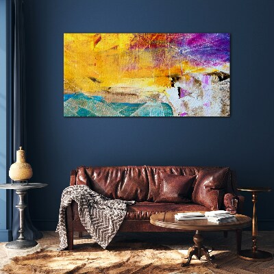 Abstract landscape in intense colors Glass Wall Art