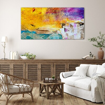 Abstract landscape in intense colors Glass Wall Art