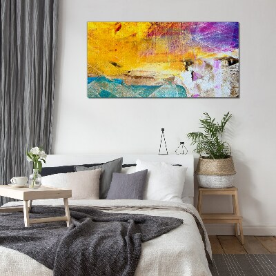Abstract landscape in intense colors Glass Wall Art