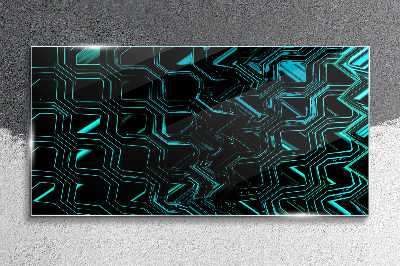 Geometry in shades of turquoise Glass Wall Art