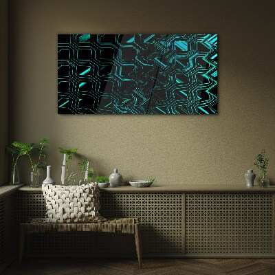 Geometry in shades of turquoise Glass Wall Art