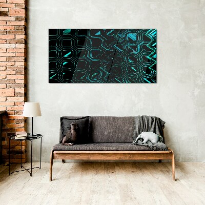 Geometry in shades of turquoise Glass Wall Art