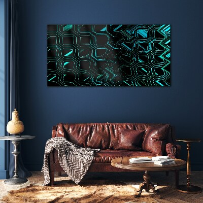 Geometry in shades of turquoise Glass Wall Art