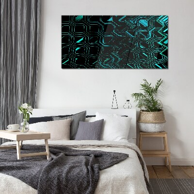 Geometry in shades of turquoise Glass Wall Art
