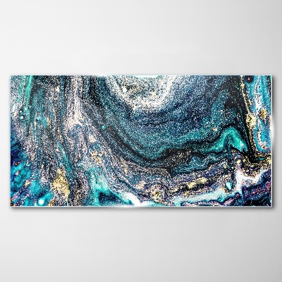 Cosmic waves in shades of blue Glass Wall Art