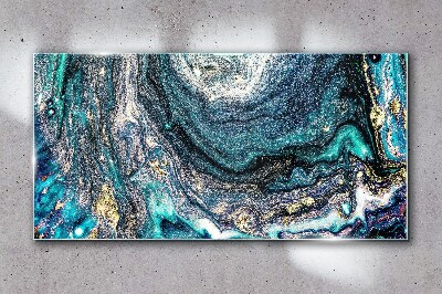 Cosmic waves in shades of blue Glass Wall Art