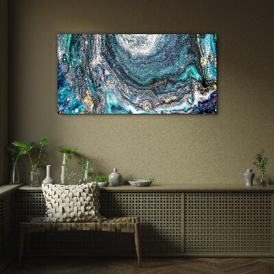 Cosmic waves in shades of blue Glass Wall Art