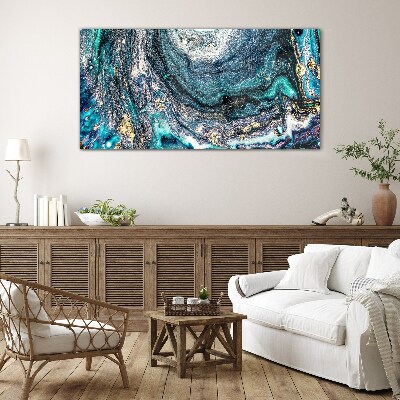 Cosmic waves in shades of blue Glass Wall Art