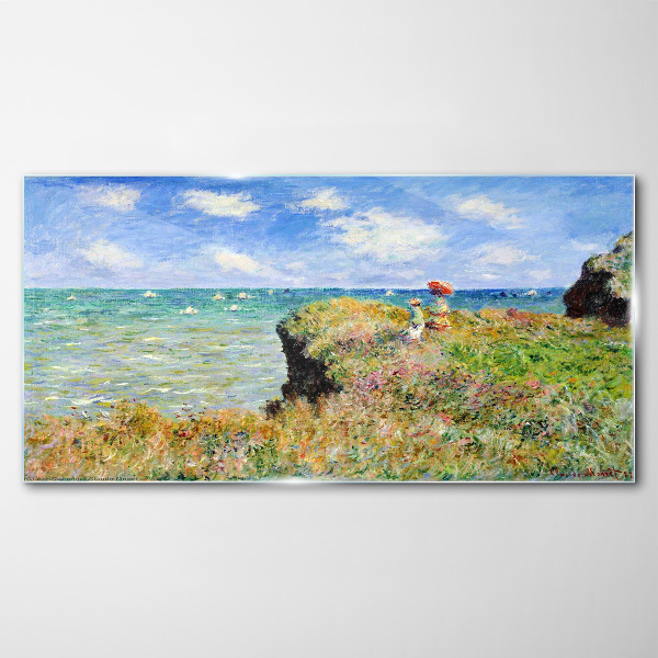 Cliff Walk at Pourville Claude Monet Glass Wall Art
