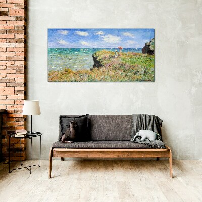 Cliff Walk at Pourville Claude Monet Glass Wall Art