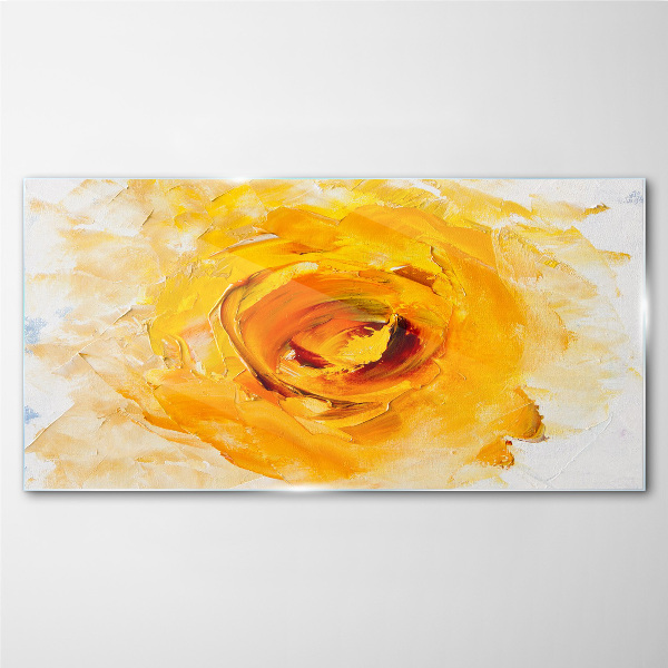 Yellow rose on a light background Glass Wall Art