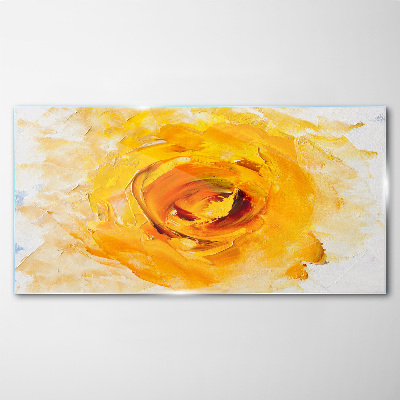 Yellow rose on a light background Glass Wall Art