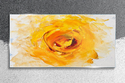 Yellow rose on a light background Glass Wall Art